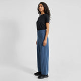 DEDICATED Vara workwear pants stripe dark blue women