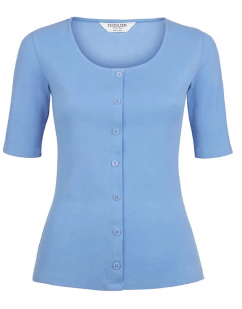 PEOPLE TREE Yaz rib top blue C352UG