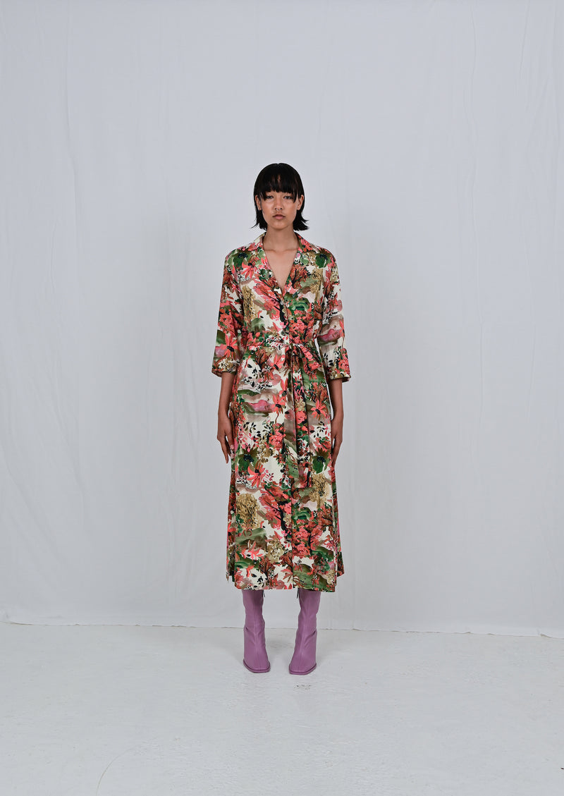 FAM THE LABEL Clara dress eco print pink women