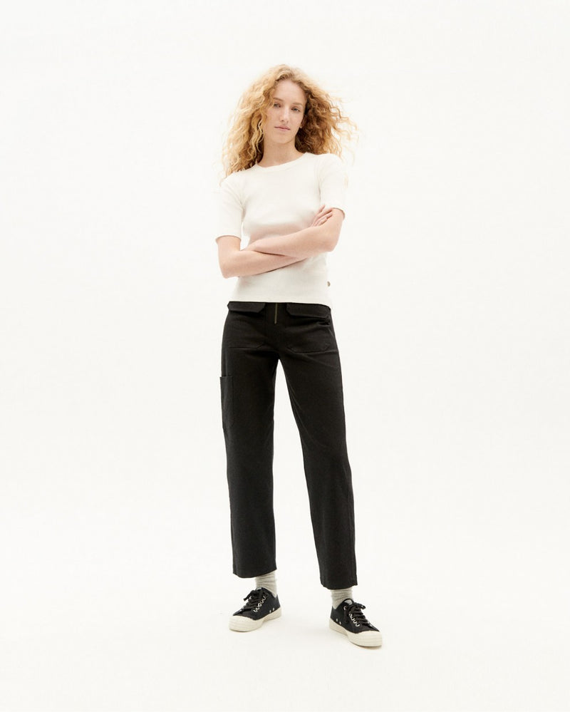 THINKING MU Dakota Rib Top White Women