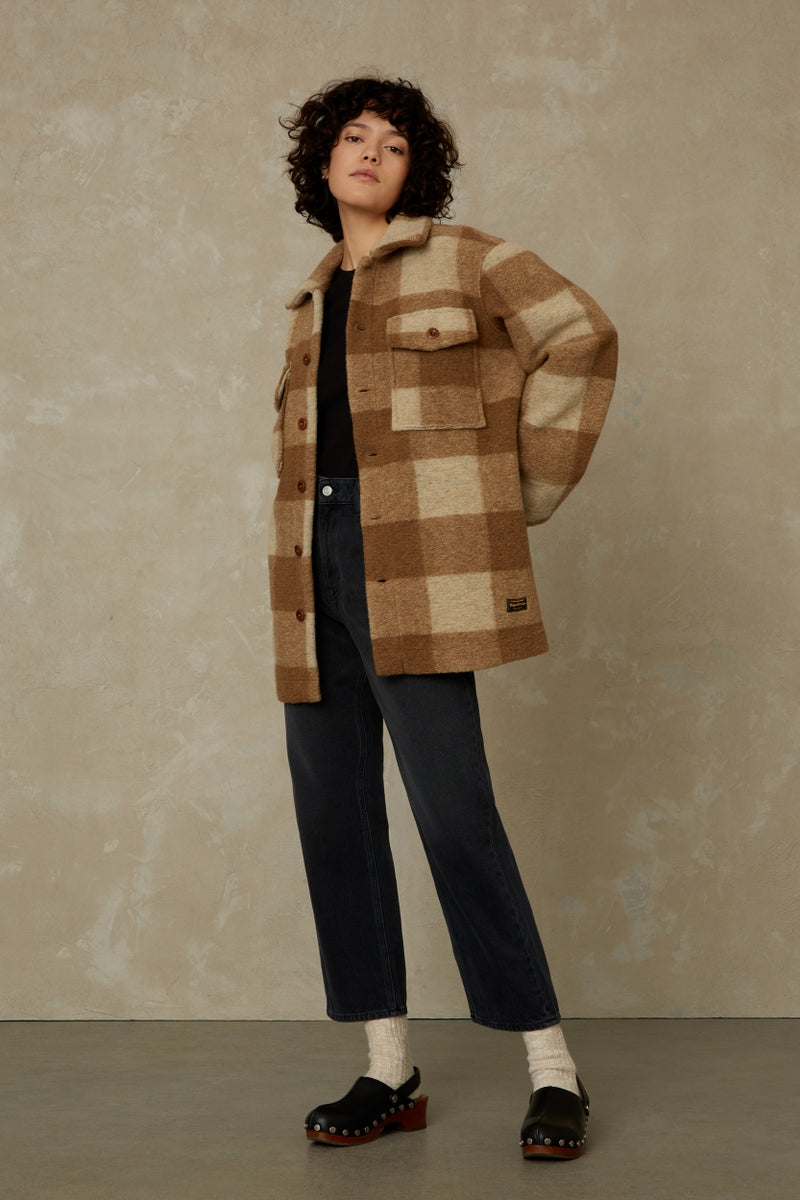 KINGS OF INDIGO Ariko Jacket Caramel Check Women