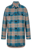 LANIUS Karo Checked shirt jacket aqua camel 12935 742