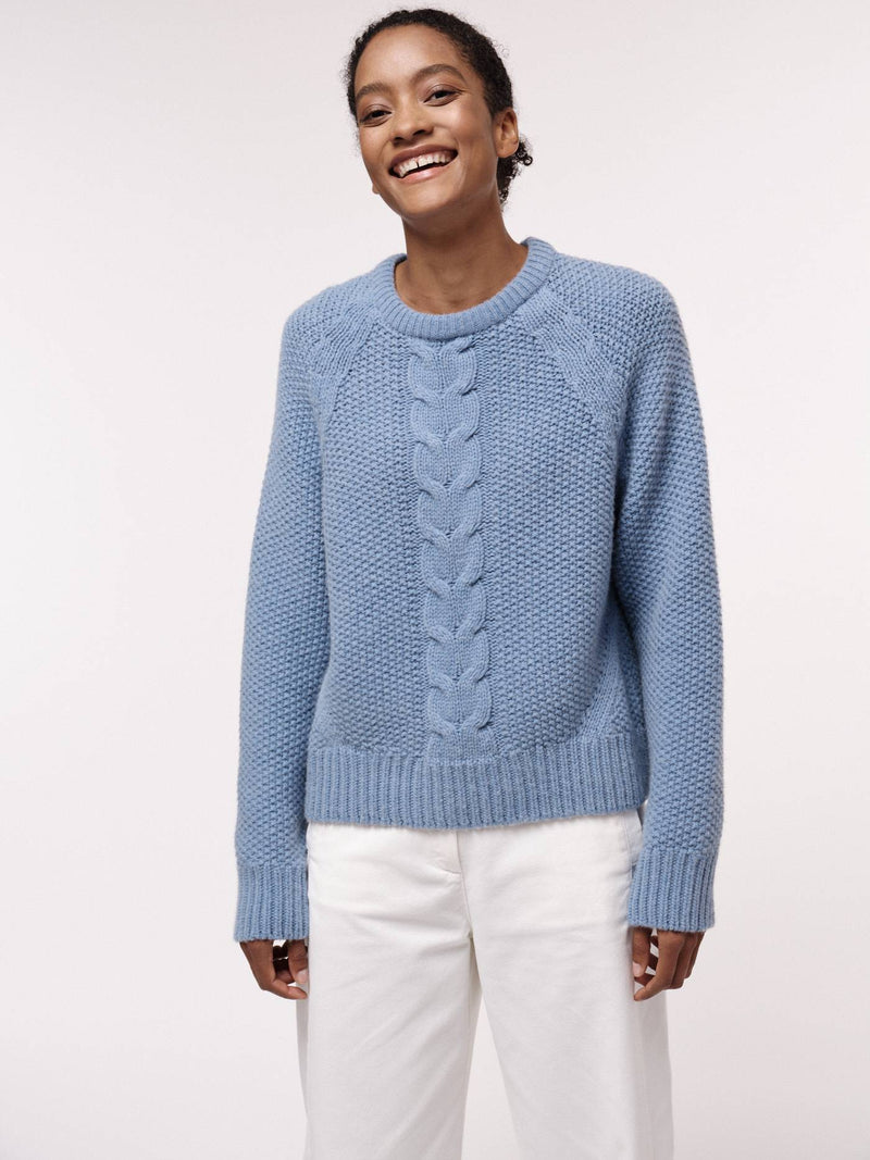 LANIUS Sweater with cable knit fog melange 13065 women