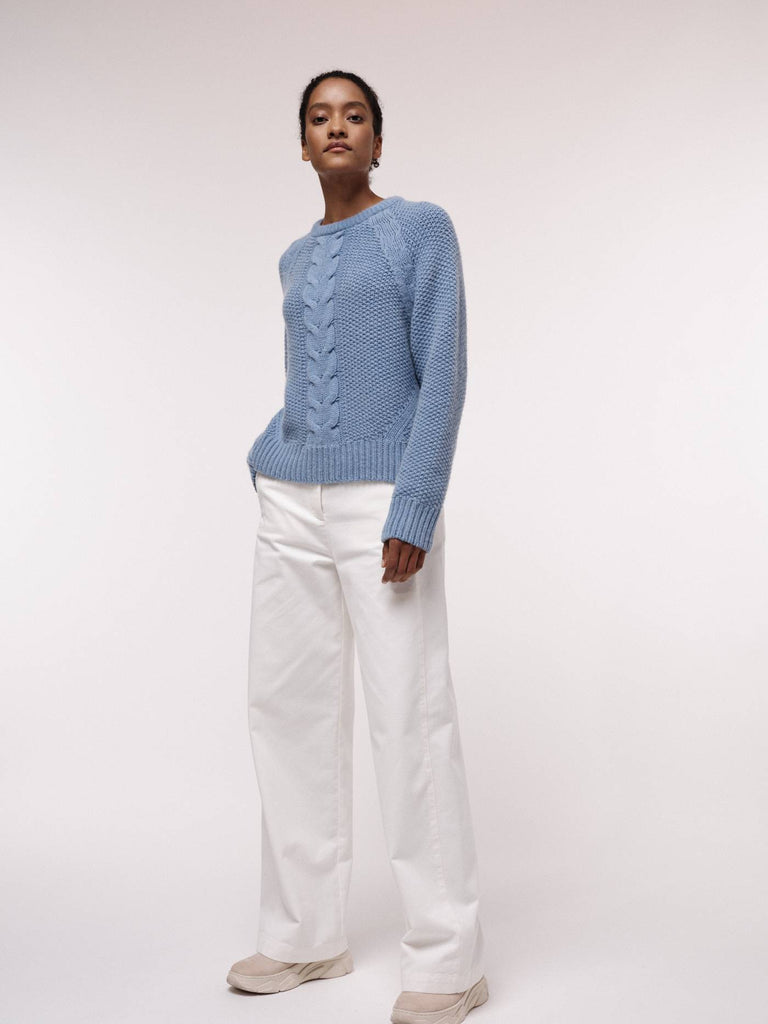 LANIUS Sweater with cable knit fog melange 13065 women