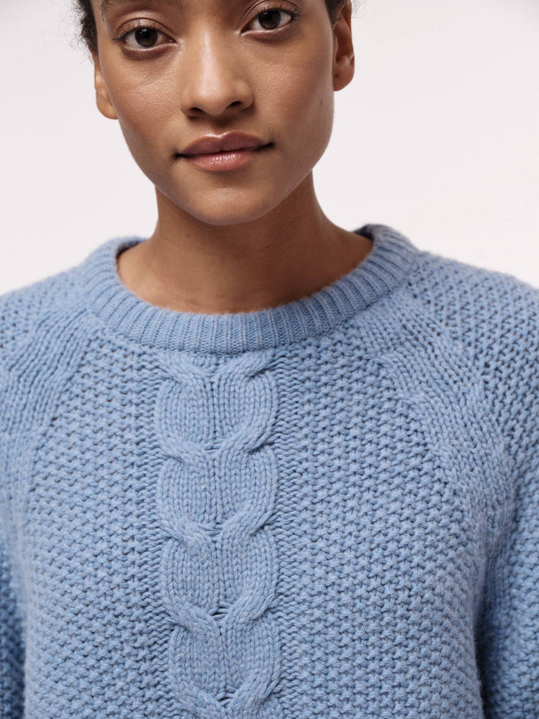 LANIUS Sweater with cable knit fog melange 13065 women