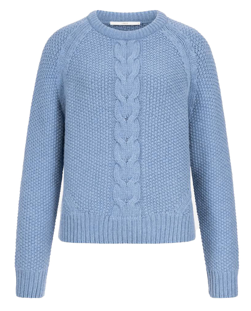 LANIUS Sweater with cable knit fog melange 13065 women