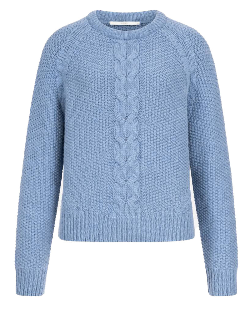 LANIUS Sweater with cable knit fog melange 13065 women