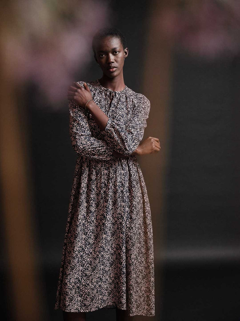 LANIUS 13337 Maxi dress print minimal black women