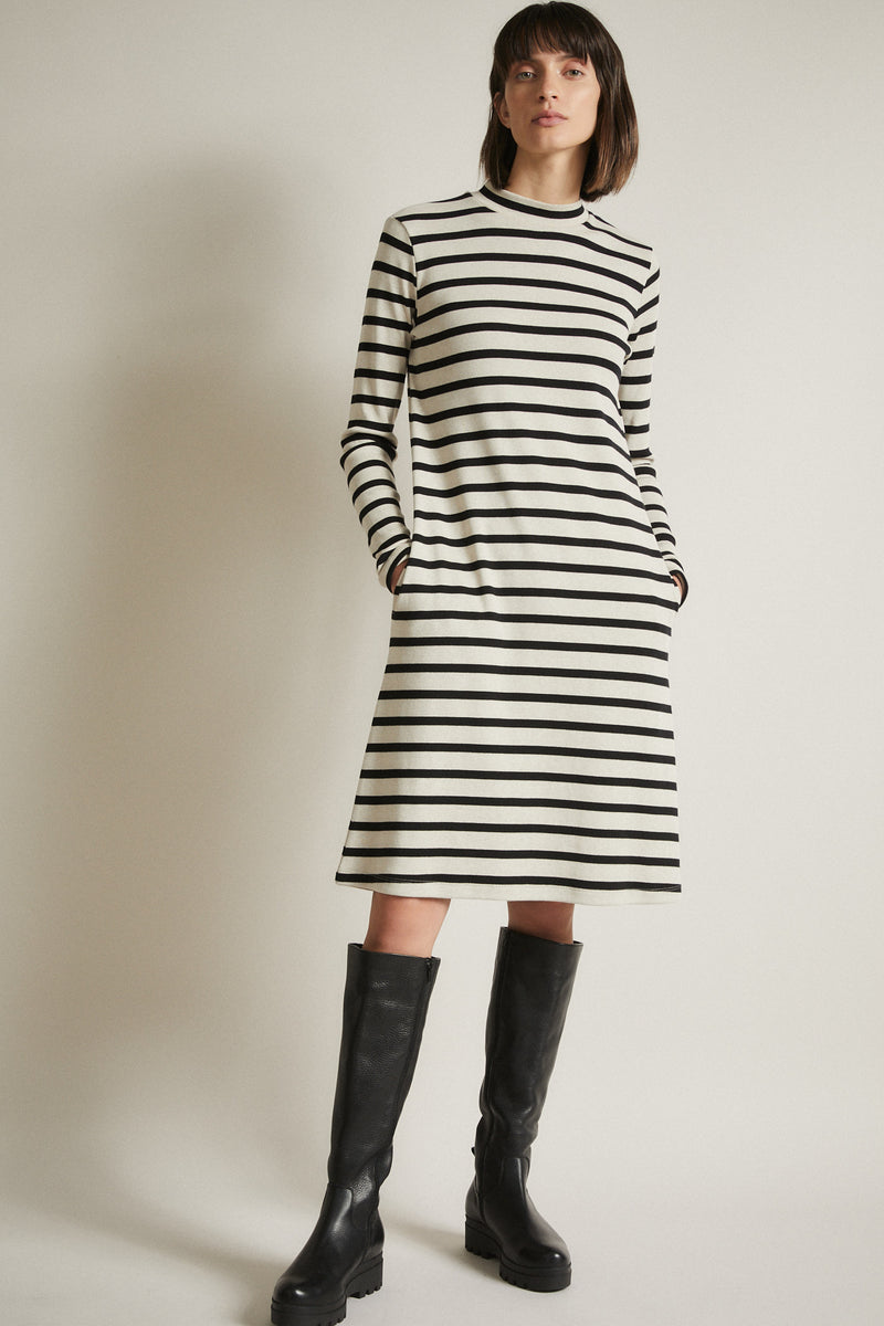 LANIUS Striped dress black beige melange 12638