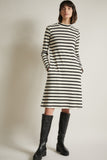 LANIUS Striped dress black beige melange 12638