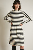 LANIUS Striped dress black beige melange 12638