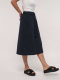 LANIUS 13537 Midi skirt with belt night blue women