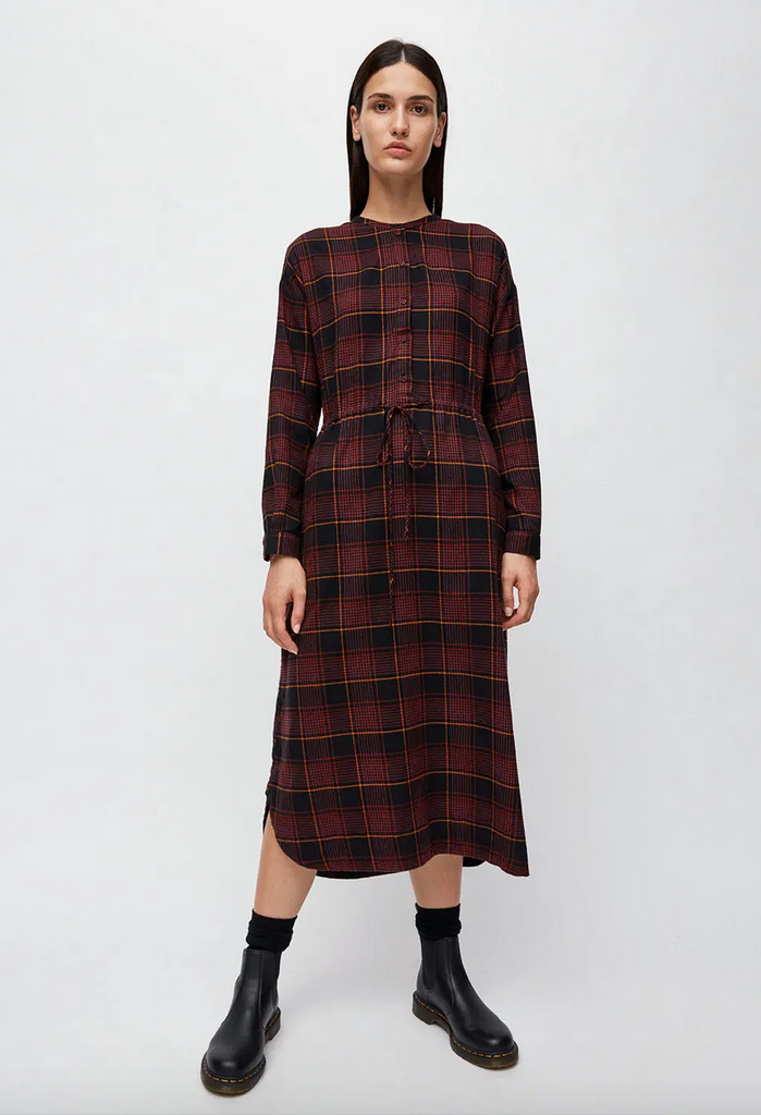 ARMEDANGELS Vaalborg Winter check dress port wine