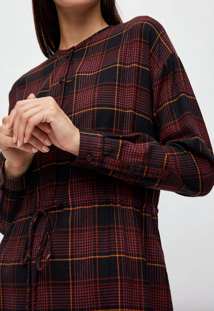 ARMEDANGELS Vaalborg Winter check dress port wine