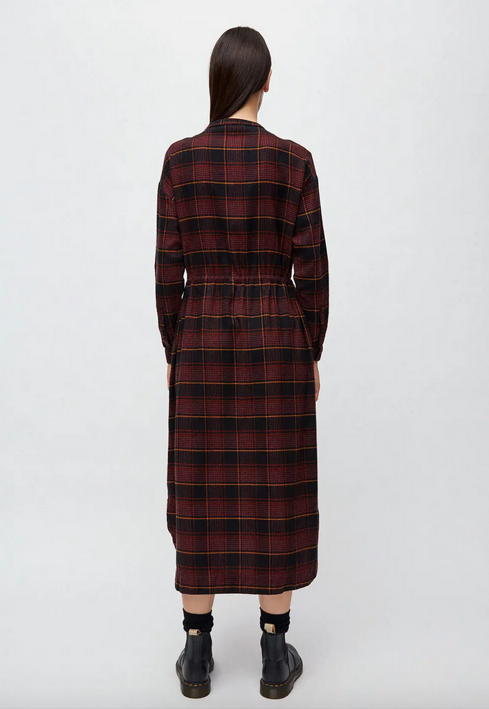 ARMEDANGELS Vaalborg Winter check dress port wine