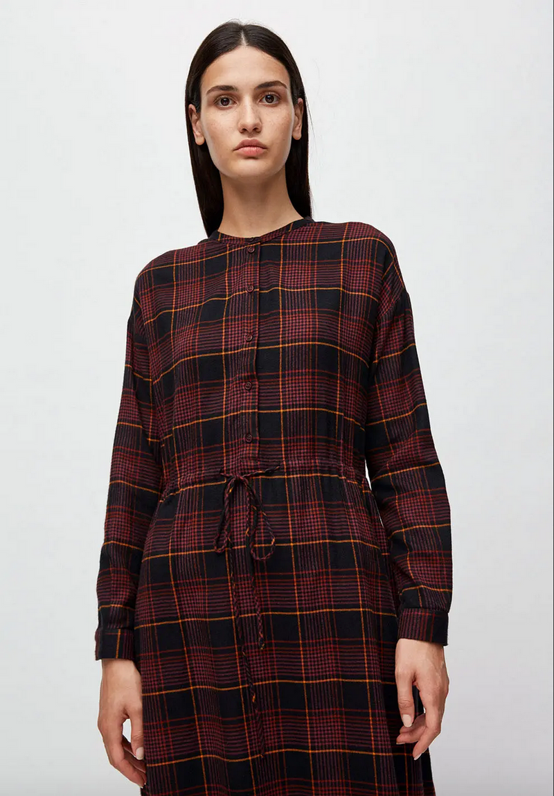 ARMEDANGELS Vaalborg Winter check dress port wine
