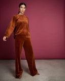 JAN 'N JUNE Tonala velvet trousers brick
