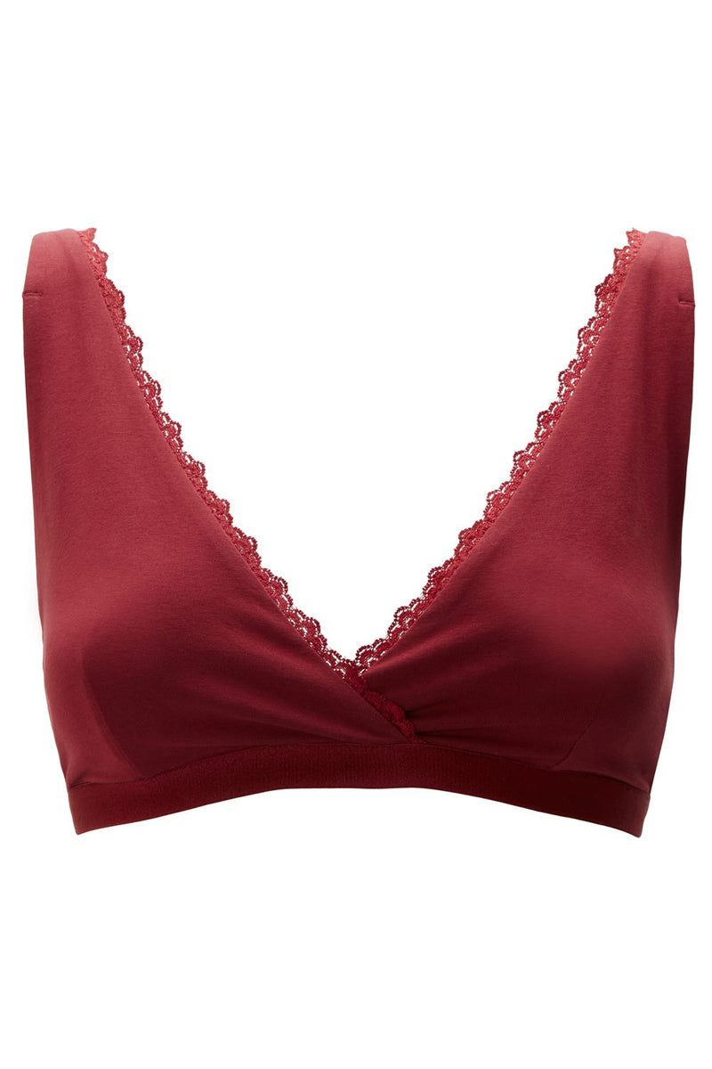 PEOPLE TREE Lace Trim Triangle Bra burgundy X380UY.BU1