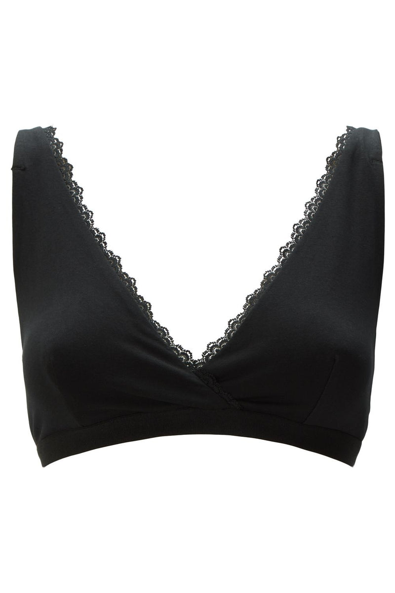 PEOPLE TREE Lace Trim Triangle Bra black X380UY.BK1