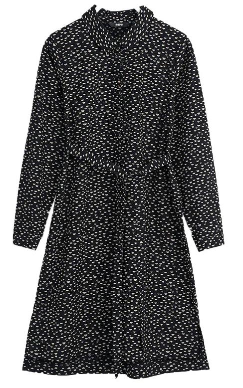 PAPU Shirt Dress Mini Beans Black Cream Women
