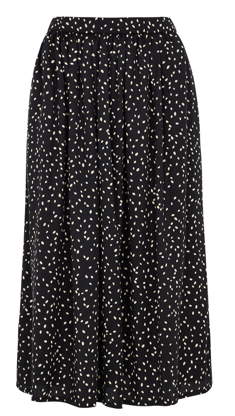 PEOPLE TREE Elisa Leaf Print skirt B261UF black