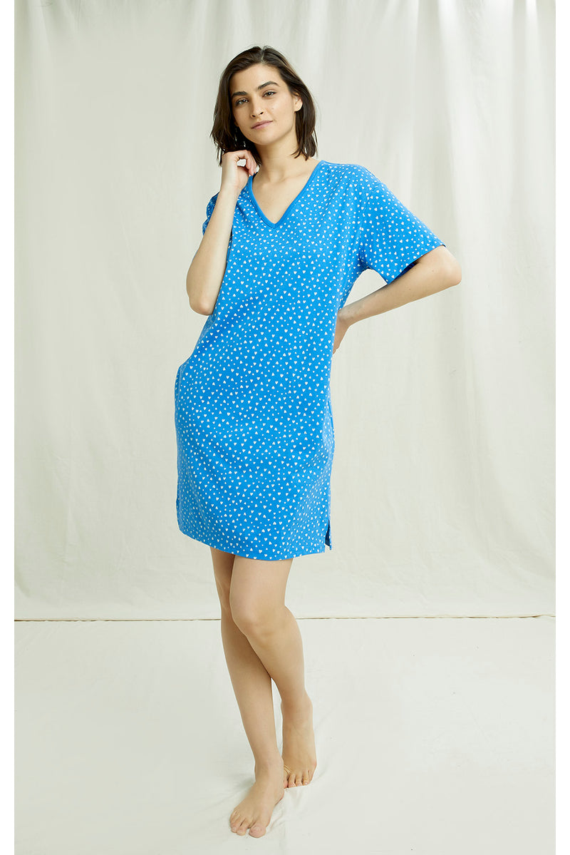 PEOPLE TREE Hearts nightdress B427UF blue