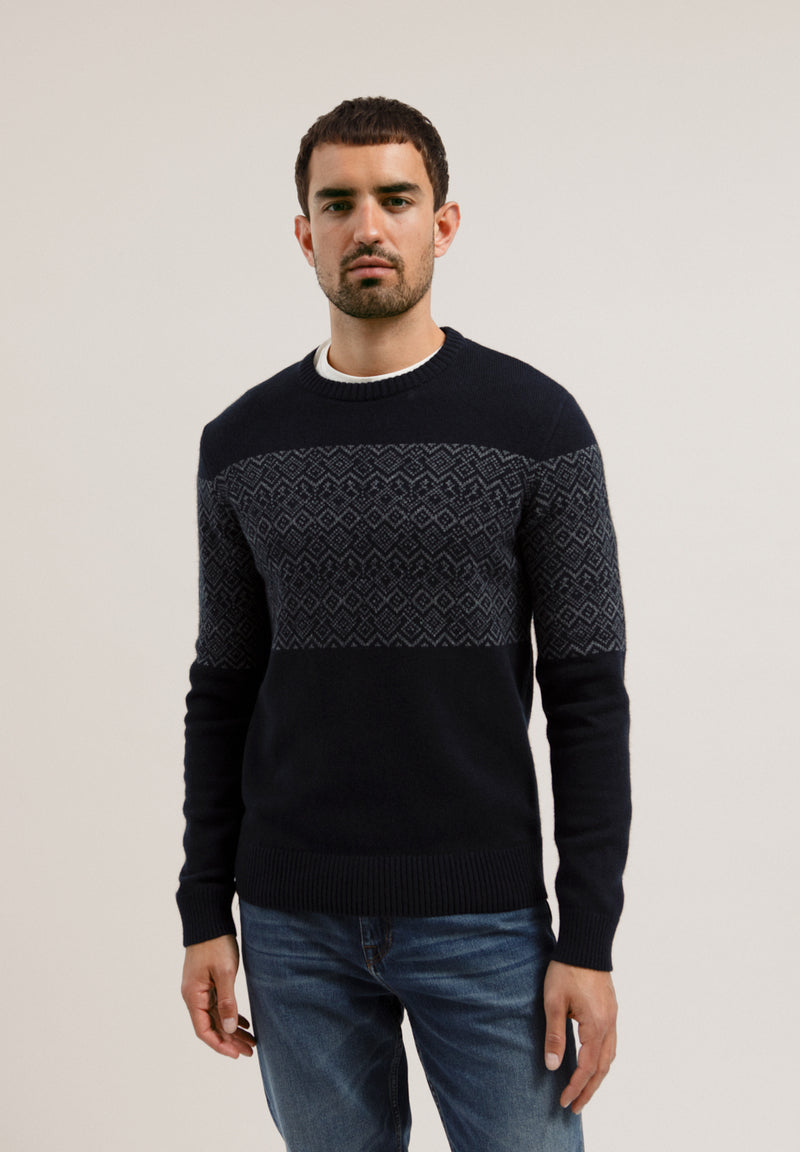 ARMEDANGELS Heritaa jumper depth navy mid grey