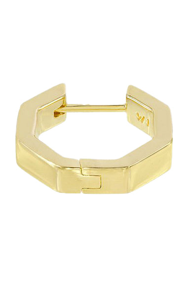 WILDTHINGS COLLECTABLES Classic hexagon huggie earring gold plated - one piece