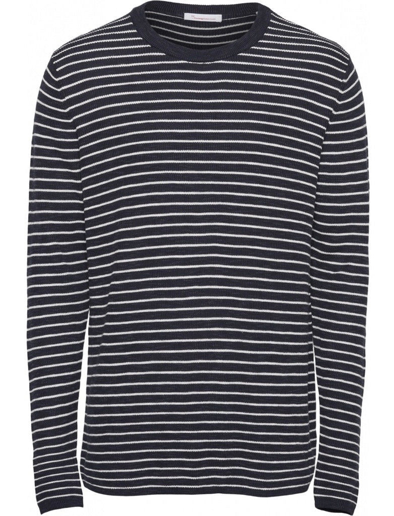 KCA Field striped O-neck tencel knit 80594 Total Eclipse 1001