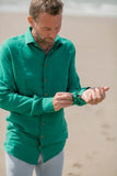MR. MANCHETTE Klaas linen shirt billiard green men