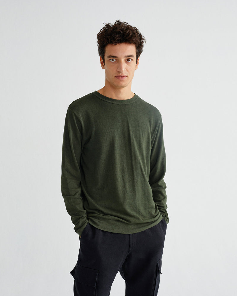 THINKING MU Shiva hemp longsleeve green Men