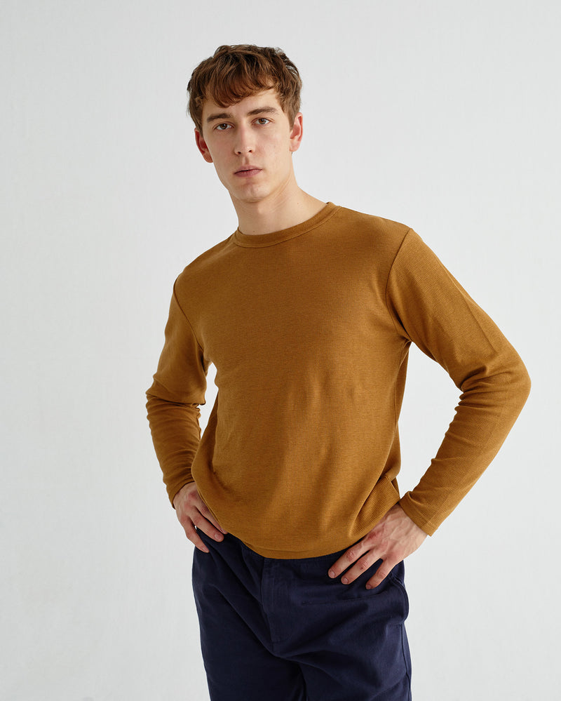THINKING MU Shiva hemp longsleeve caramel Men