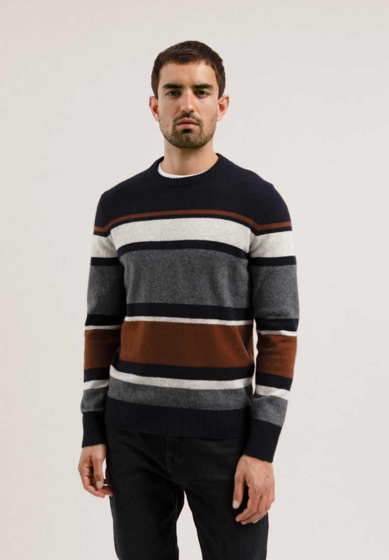 ARMEDANGELS Saato jumper depth navy dark caramel