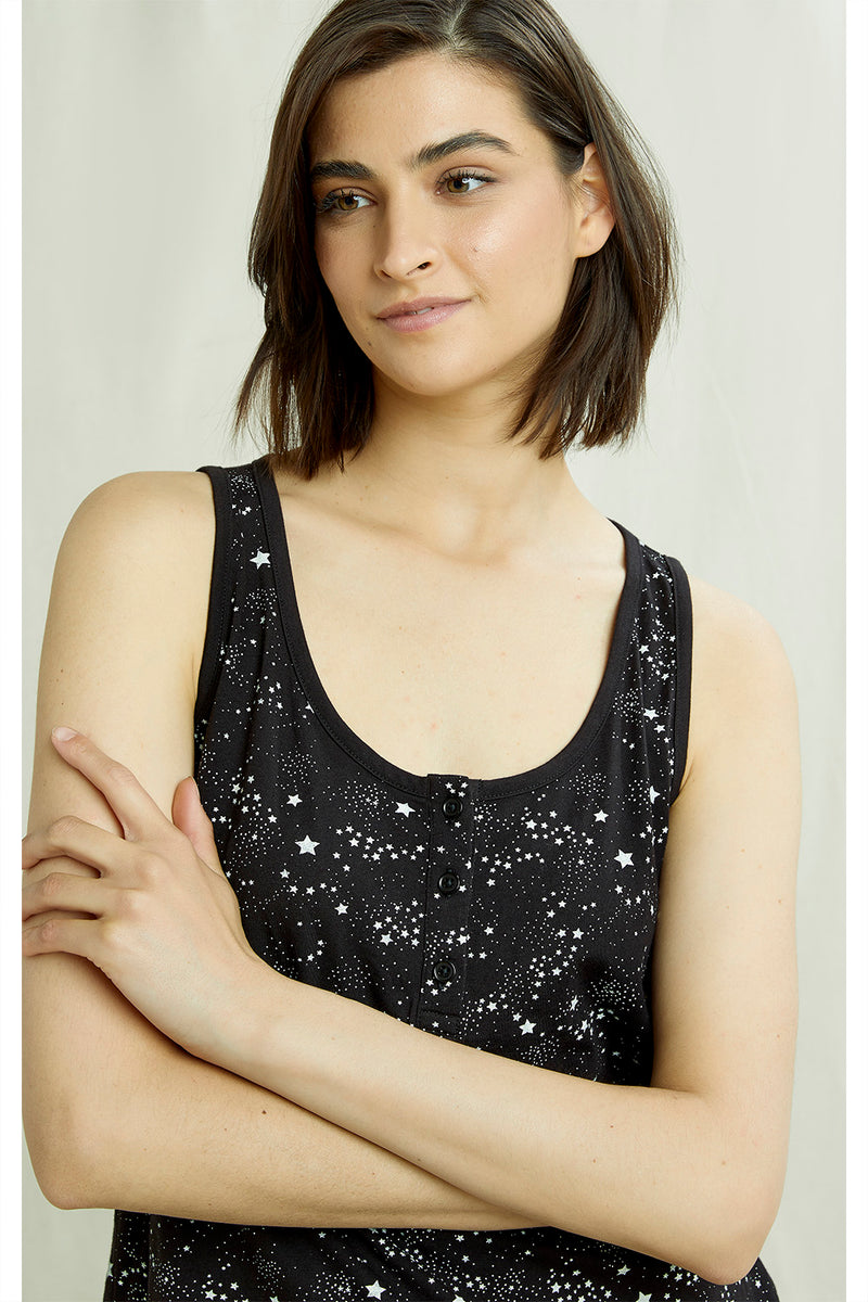 PEOPLE TREE Stars pyjama vest B416UF black