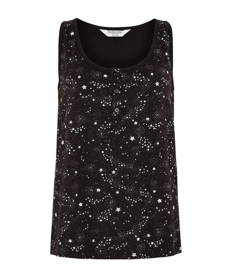 PEOPLE TREE Stars pyjama vest B416UF black