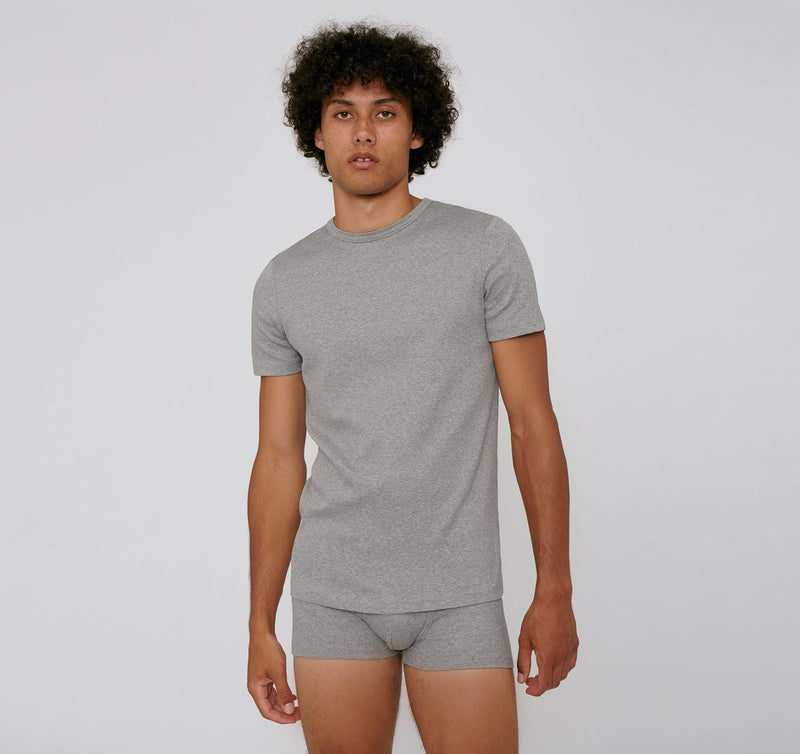 Organic Basics Rib-Flex tee grey melange