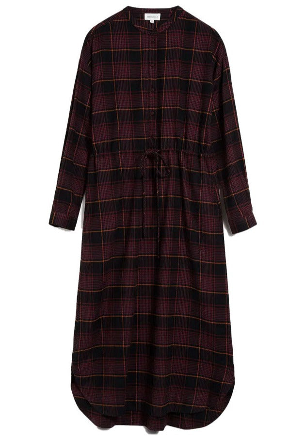 ARMEDANGELS Vaalborg Winter check dress port wine