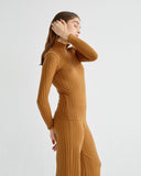 THINKING MU Trash Afrodita camel long sleeve top Women