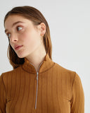 THINKING MU Trash Afrodita camel long sleeve top Women